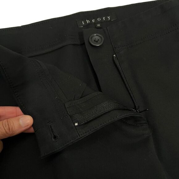 Theory Women's Black Mid-Rise Straight-Leg Cropped Pants Size 10 - Picture 4 of 10